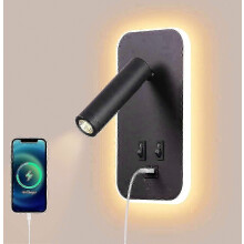 Nástenná LED lampa, nočná lampa na čítanie s vypínačom, USB nabíjací port, nastaviteľné bodové svetlo do spálne (3 W [MI]