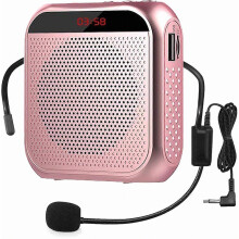 Portable voice amplifier with wired microphone headset rechargeable speaker loudspeaker  (rose gold) [MI]