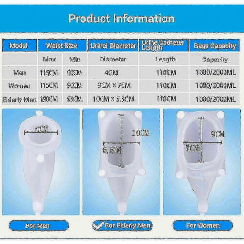 Φορετή τσάντα ούρων με καθετήρα, 1000ml & 2000ml, για ασθενείς με ακράτεια 2