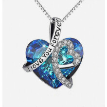Ocean Heart Necklace Women's Crystal Sapphire Pendant I love you forever - Gift_Special Gift