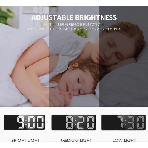 Ψηφιακό Ρολόι Ξυπνητήρι με Μεγάλη Οθόνη LED, Ξυπνητήρι με USB/Μπαταρία, Θερμ 2