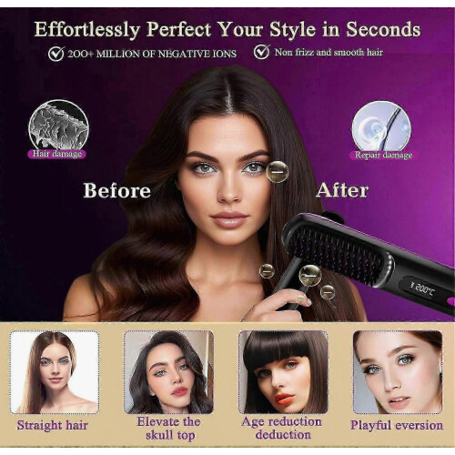 Numoya Go Brush Pro, Φορητή Βούρτσα Ισιώματος Μαλλιών Numoya Gobrush Pro 2025 Ασύρματη Ισιω 2