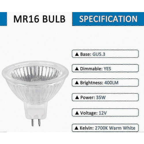 Λαμπτήρας αλογόνου GU5.3 2025 35W 12V, Θερμό λευκό 2700K με δυνατότητα ρύθμισης φωτ 2