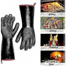 Wasserdichte Grillhandschuhe für Hitzeschutz bis 500 C, 35,5 cm lang, rutschfest, kompatibel