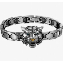 Tiger Head Steel Color 21cm Watch Strap Bracelet For Men, Personalized, Trendy, Simple, Domineering, Retro, Female, Tiger Bracelet Gift