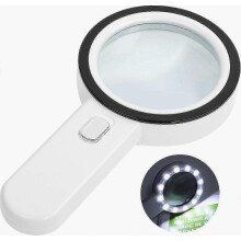 Loupe lumineuse, grossissement x30, loupe de poche, loupe de lecture avec 12 LED