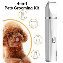 4 In 1 Pets Grooming Set Kit Rechargeable Cats Hair Clippers Dogs Nail Grinder Dog Paw Hair Shaver-white Tw