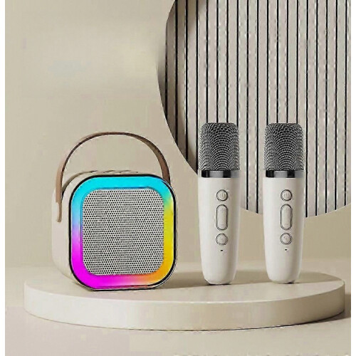 Μηχανή Καραόκε Bluetooth με 2 ασύρματα μικρόφωνα, φώτα LED και φορητό σχεδιασμ 1