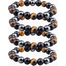 2/4 Pcs Triple Protection Bracelet Natural Bring Luck And Prosperity Obsidian Tw
