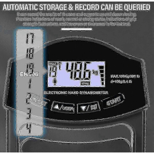 Digital Hand Grip Strength Tester with USB LCD Screen, 396lbs/180kg Dynamometer for Grip Measurement 1