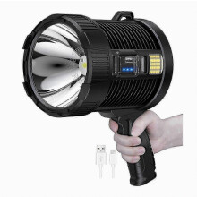 100 000 lumenin ladattava kohdevalo - aurinko-/USB-käyttöinen IPX5-vedenpitävä taskulamppu hätälatausportilla_1