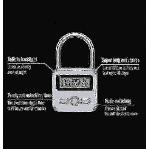 e Smart Time Lock, 99 Hours Max Timing Lock With Lcd Display Multifunction Travel Electronic Timer Db 1