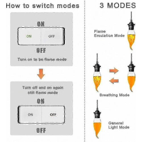 E14 Flame Effect LED Bulb 3W Decorative Flickering Light With 3 Lighting Modes Dimmable Vintage Style 4 Pack BF6 1