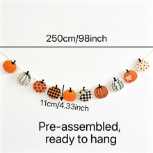 (A) Pancarta de fieltro de calabaza de otoño, decoración de cosecha de otoño premontada para chimenea, repisa de pared,