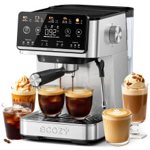 ecozy Espresso Machine 4-in-1, Cold Brew, Cappuccino, Coffee Machine Silver