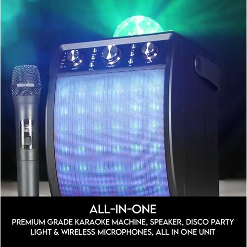 Karaoke Machine 2 Wireless Microphones & Disco Light. Mr Entertainer Moonbox 1