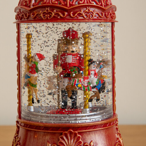 Snow Time 23cm Dual Powered Christmas Water Spinner Lantern with Rotating Nutcracker Scene 2