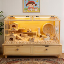 100.7x50x50m Natural Wood Hamster Cage Habitat