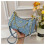 (Blue) Presbyopic print meniscus armpit bag Decorative chain bag 1