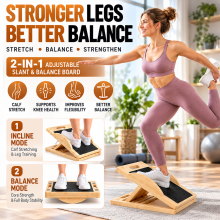Wooden Slant Board, Foot Stretch, Calf Stretch,Achilles Stretch, Standing Balance Training,Adjustable Incline, Home Workout