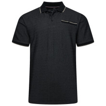 (3XL, Black) Kam Mens Big & Tall Dobby Pique Tipped Short Sleeve Polo Shirt