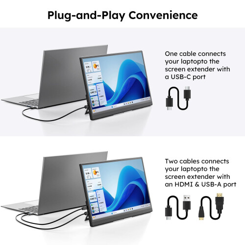 Dopesplay Portable Monitor 15.6", Laptop Second External with Case 2