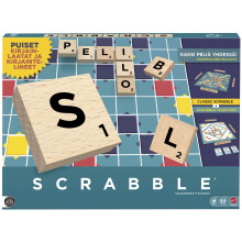 Scrabble Wood Edition, dwustronna gra planszowa, dla dzieci w wieku 8+