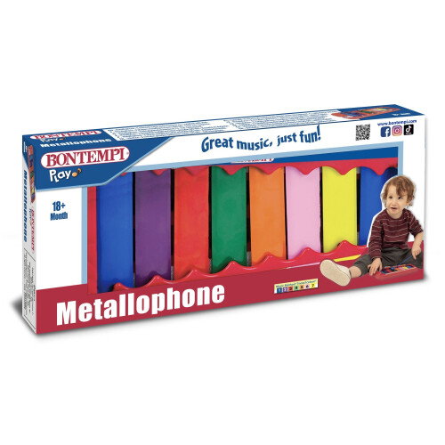 Xilofone de metal de 8 notas para crianças com baqueta