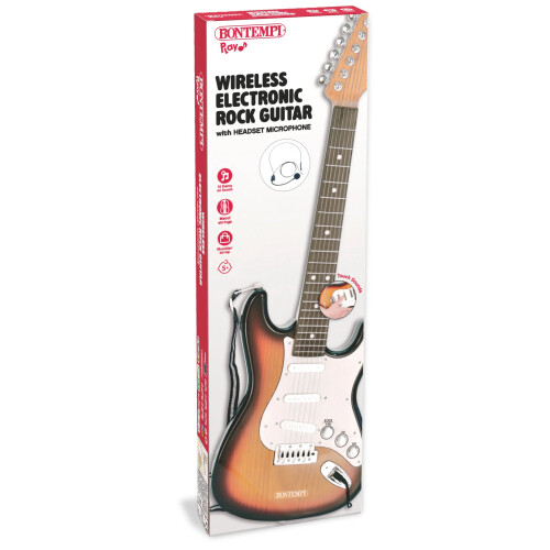 Guitarra eletrônica sem fio para rock com microfone de fone de ouvido