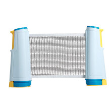 Conjunto portátil de tênis de mesa com rede ajustável e raquetes.