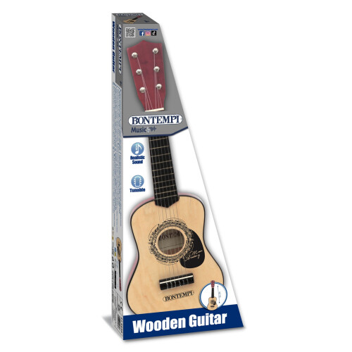 Violão clássico de madeira para crianças, 55 cm, com palheta.