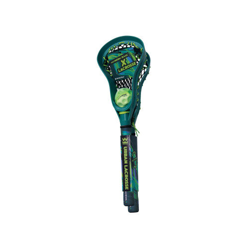 Mini conjunto de lacrosse para brincar na água com bola e raquete.