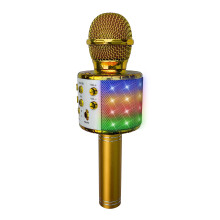 Microfone de karaokê PFL para festas, cor dourada.