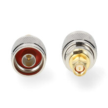 Adaptador SMA | AME Masculino | N Masculino | Chapado en oro | 50 ohmios | Recto | Cobre | Oro / Plata | 2 uds. | Caja