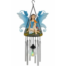 Solar Powered Fairy Wind Chime Colour Changing LED Crackle Ball G-0145