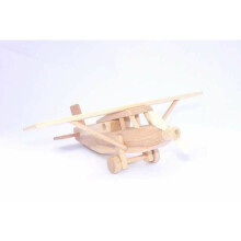 Avión de madera - Pilatus - Madera de haya - Superficie encerada - Ruedas y hélices móviles