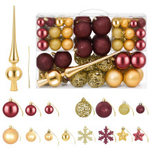 (Gold and wine red) vidaXL Christmas Ball Set 111 pcs Brown and Gold 6 cm Polystyrene