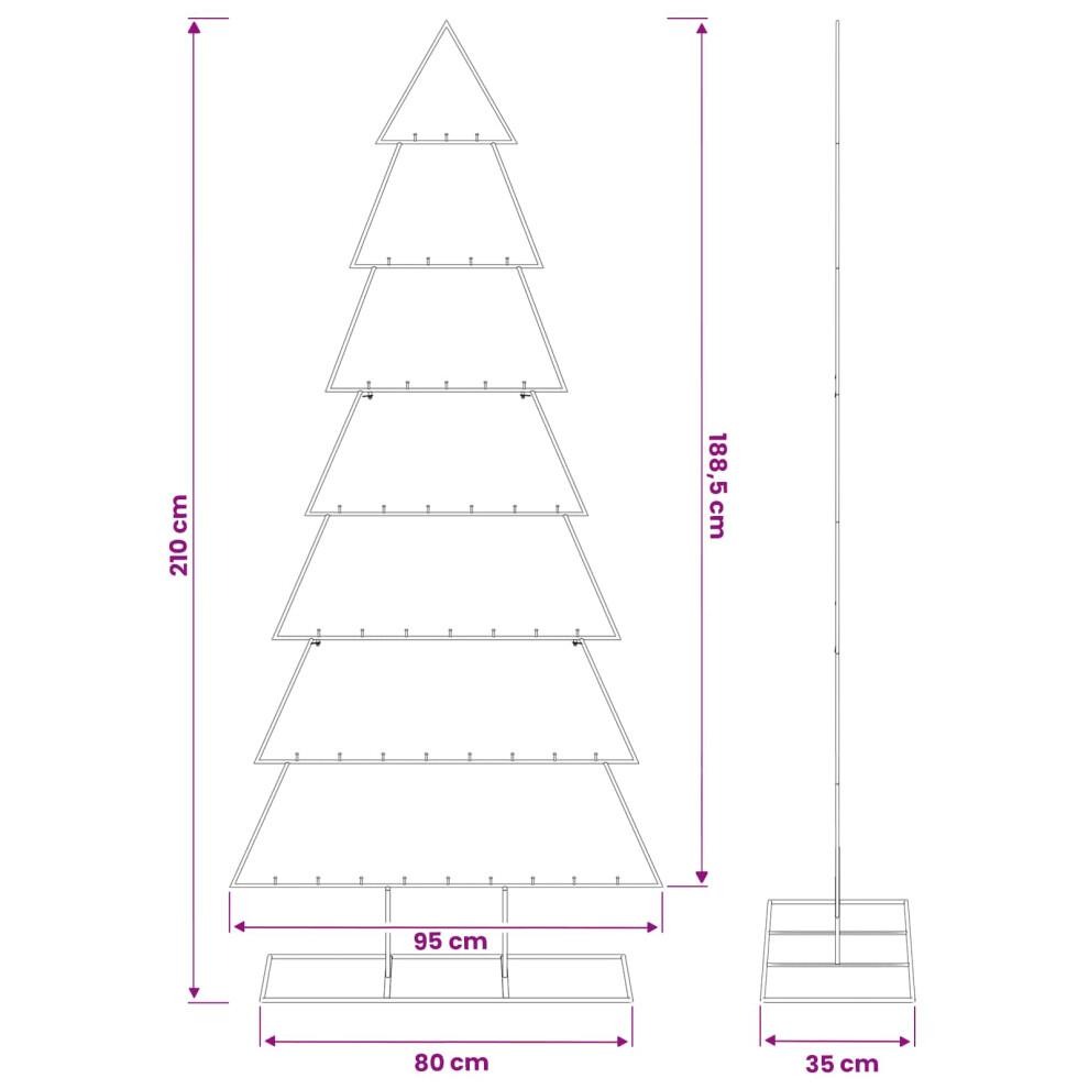 Vidaxl (White, 210 Cm) Metal Christmas Tree With Classic Stand Kuopio 210 Cm Steel