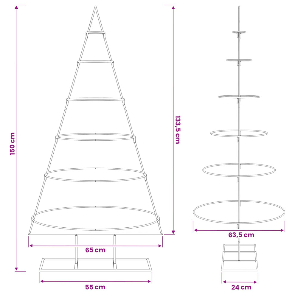 Vidaxl (White, 150 Cm) Metal Christmas Tree With Stand Gold 90 Cm Powder-Coated Steel