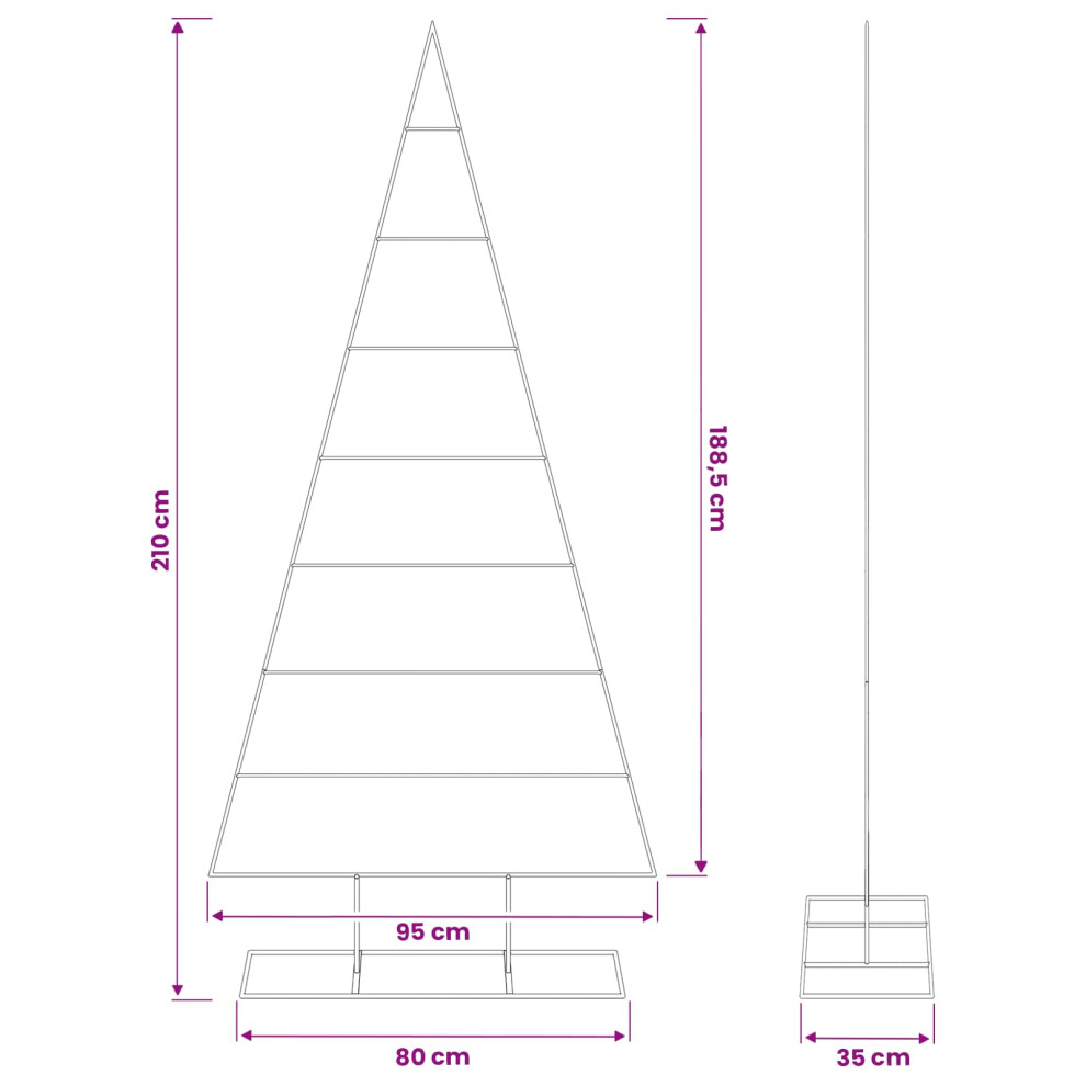 Vidaxl (White, 210 Cm) Metal Christmas Tree For Decoration Outdoor Artificial Xmas Tree Black