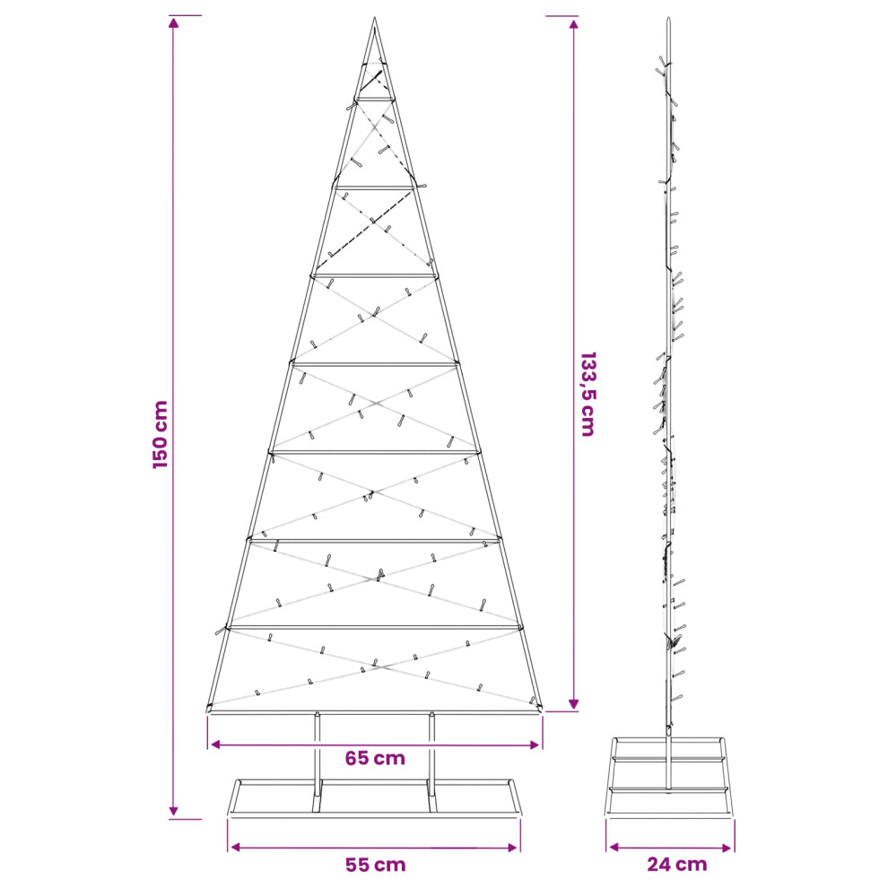 Vidaxl (Black, 150 Cm) Metal Christmas Tree For Decoration Outdoor Artificial Xmas Tree Black