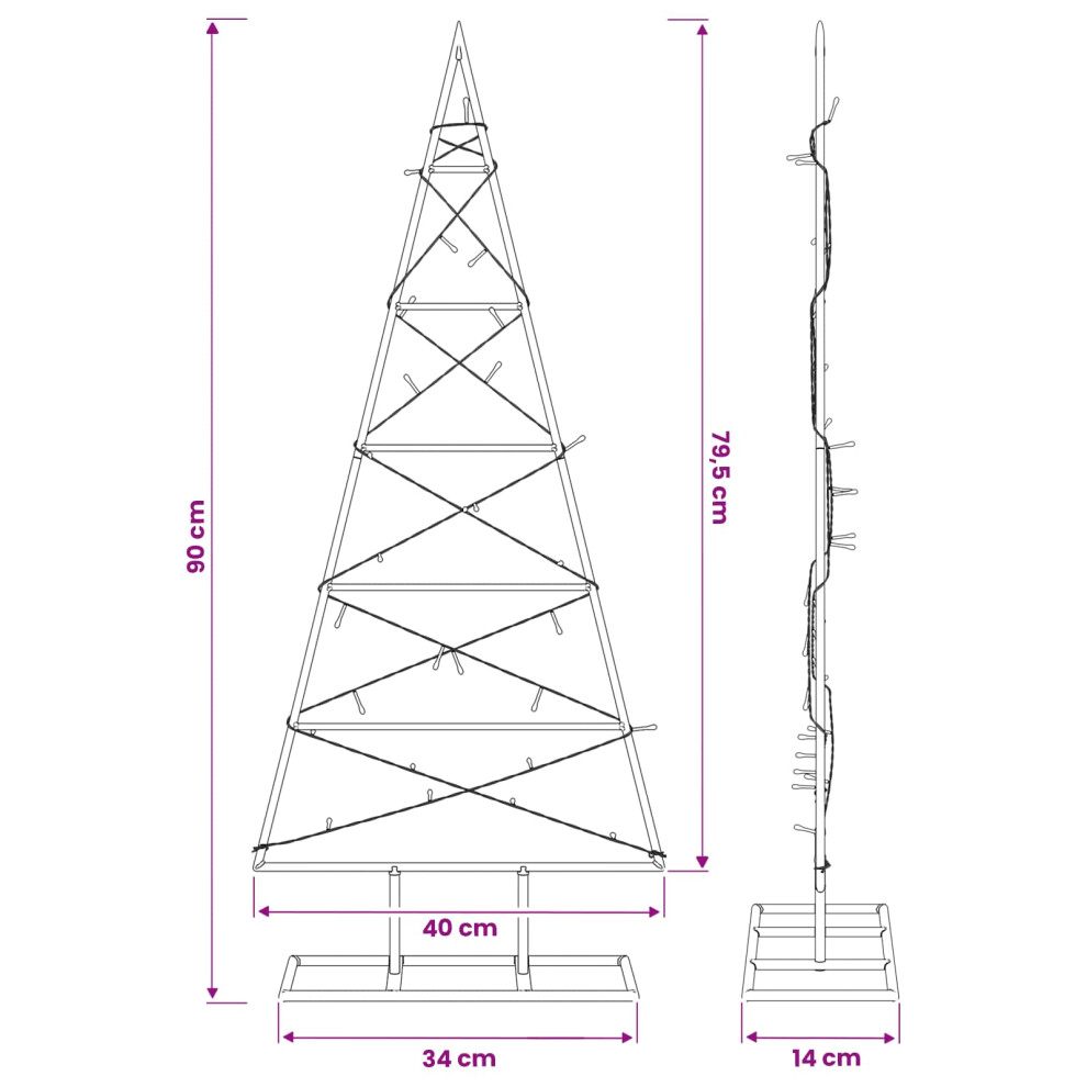 Vidaxl (Black, 90 Cm) Metal Christmas Tree For Decoration Outdoor Artificial Xmas Tree Black