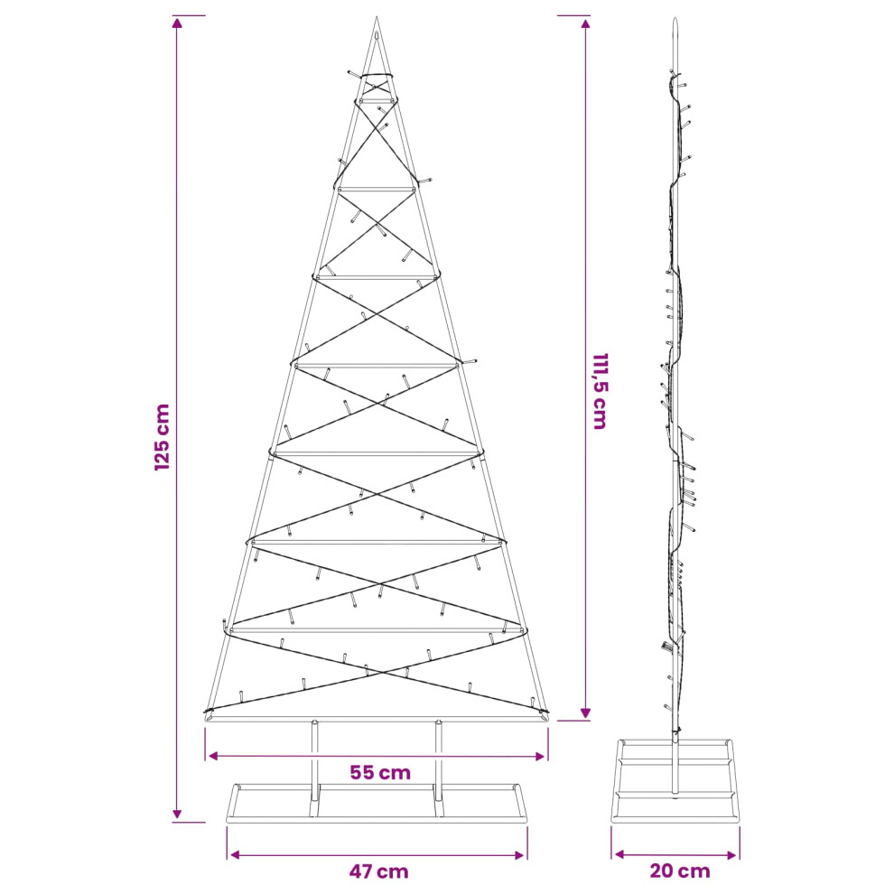 Vidaxl (Black, 125 Cm) Metal Christmas Tree For Decoration Outdoor Artificial Xmas Tree Black