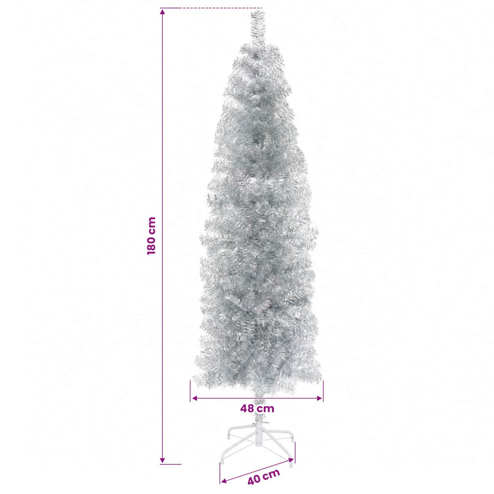 Vidaxl Artificial Slim Christmas Tree With Bauble 180 Cm 300 Leds