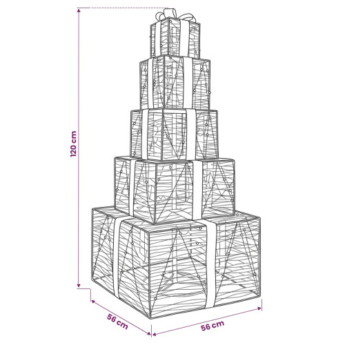 VidaXL vidaXL Christmas LED Gift Box Stack 250 LEDs Warm White