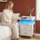 Bedside Tables Set of 2, Charging Station and LED, White 6