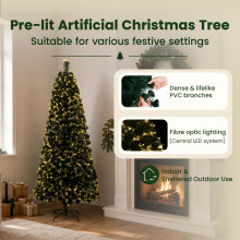 (180 cm) vidaXL Fiber Optic Christmas Tree 150 cm 24 LEDs Warm White PVC Green
