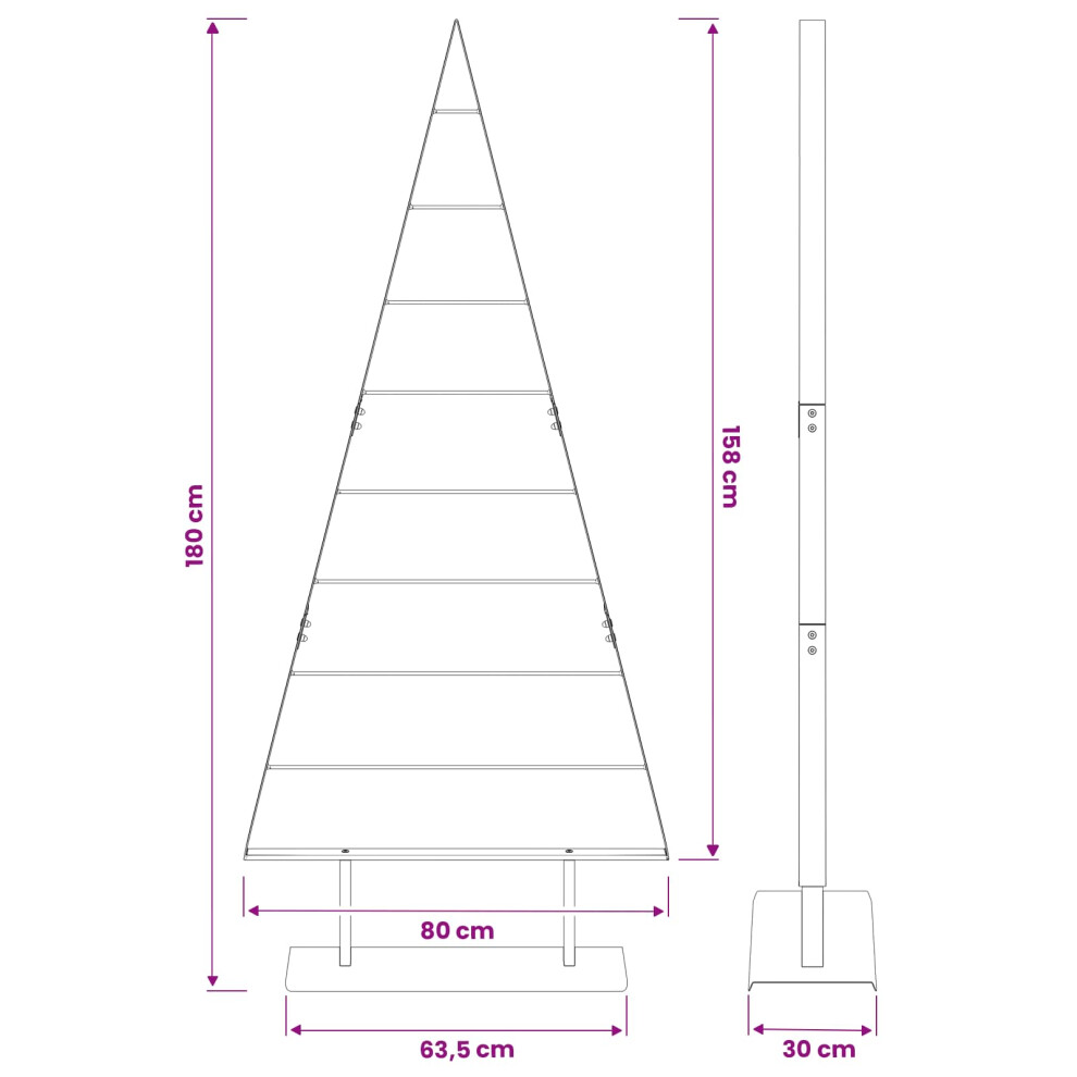 Vidaxl (White, 180 Cm) Metal Christmas Tree Black 60 Cm Steel