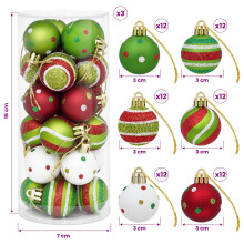 (Light green/white/red) vidaXL Christmas Ball Set 72 pcs Gold and Red Ø 3 cm Plastic