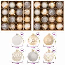 (Gold/white/transparent) vidaXL Christmas Ball Set 32 pcs Gold Ø 6 cm Plastic